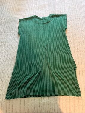 Erge Green Ribbed Knit Sleeveless Dress